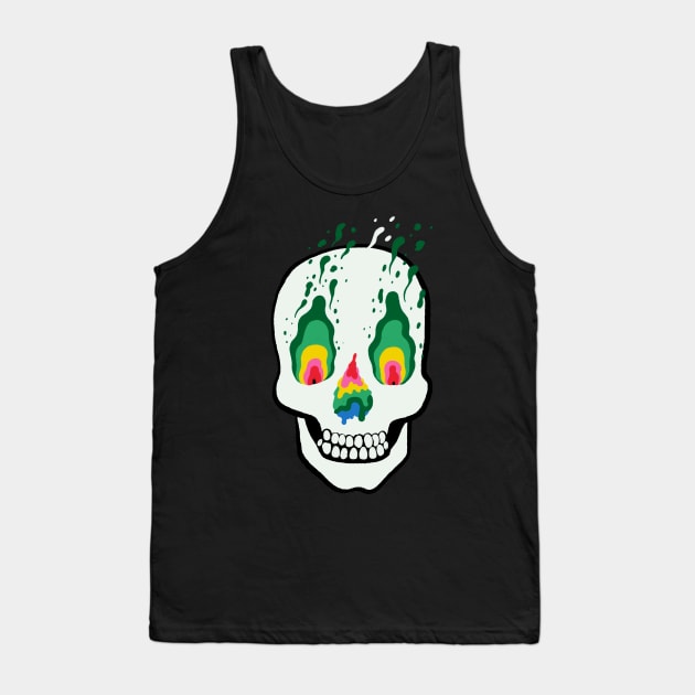 Trippy Skull Face Tank Top by ms_wearer